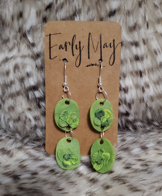 Green Flower Earrings