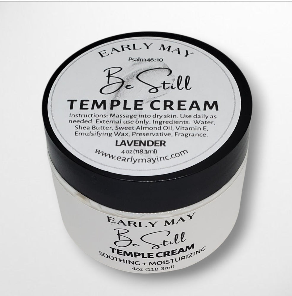 Be Still Temple Cream by Early May, soothing and moisturizing body cream.