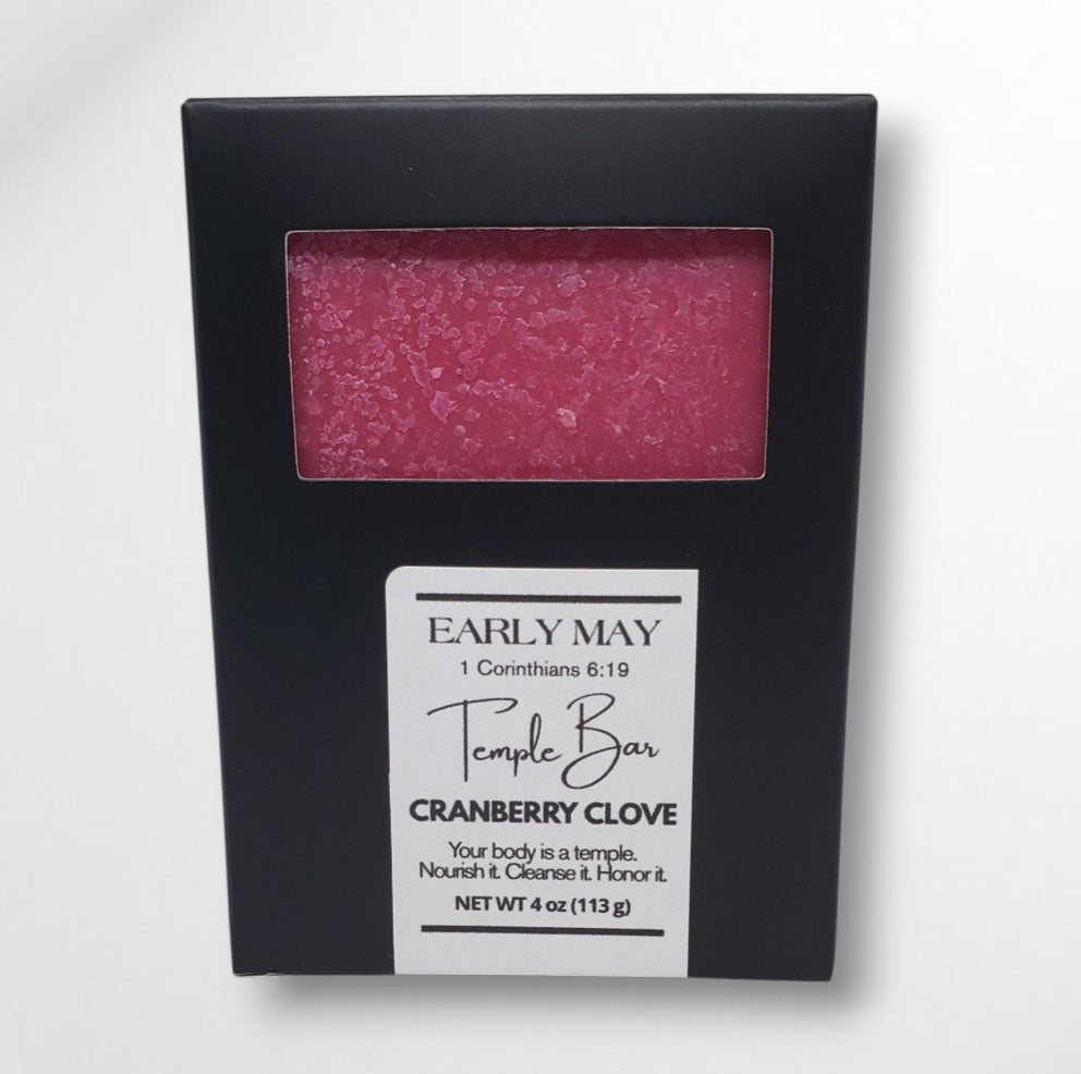 Early May Cranberry Clove Temple Bar soap, handmade moisturizing bar soap.